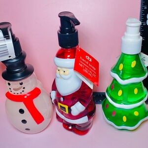 Holiday Hand Soap Dispenser‎ Set - Snowman, Santa, and Christmas Tree